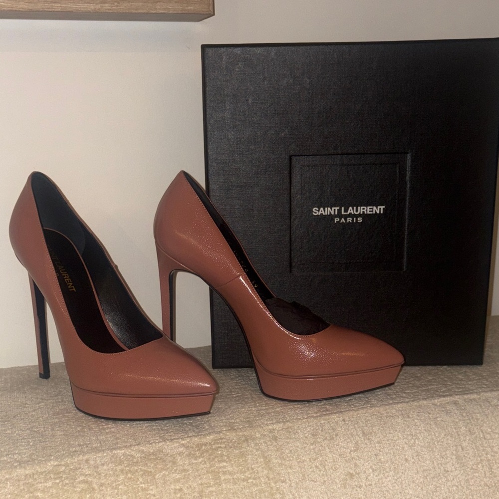 Saint Laurent Women's Rose Janis 105 Pump Platform Heels